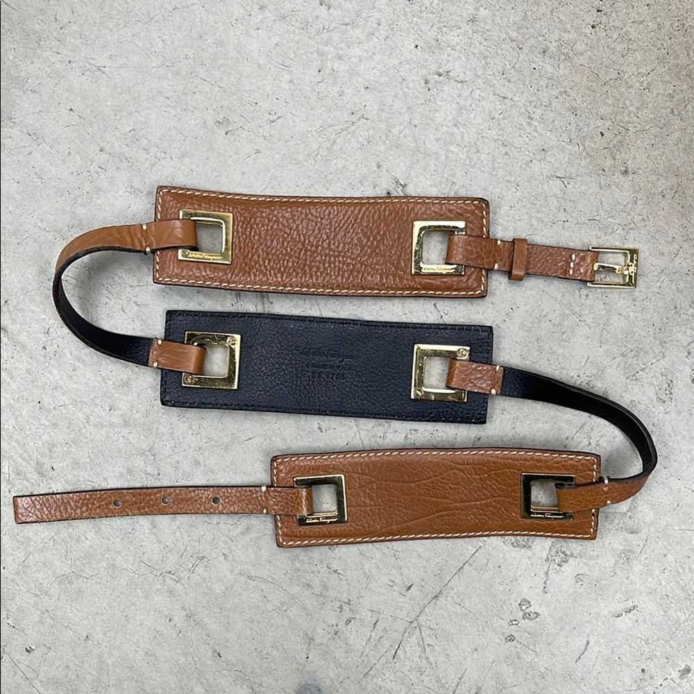 Vintage Ferragamo Brown and Black Leather Belt